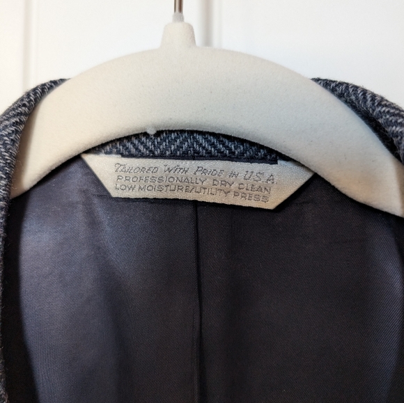 Lands' End Herringbone Selkirk Wool Blazer Men's 39R Blue/White - Picture 6 of 10